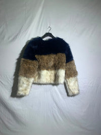 COLOR BLOCK FAUX FUR JACKET