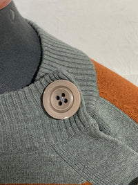 TWIK STRIPED BUTTON SHOULDER KNIT SWEATER FOR WOMEN