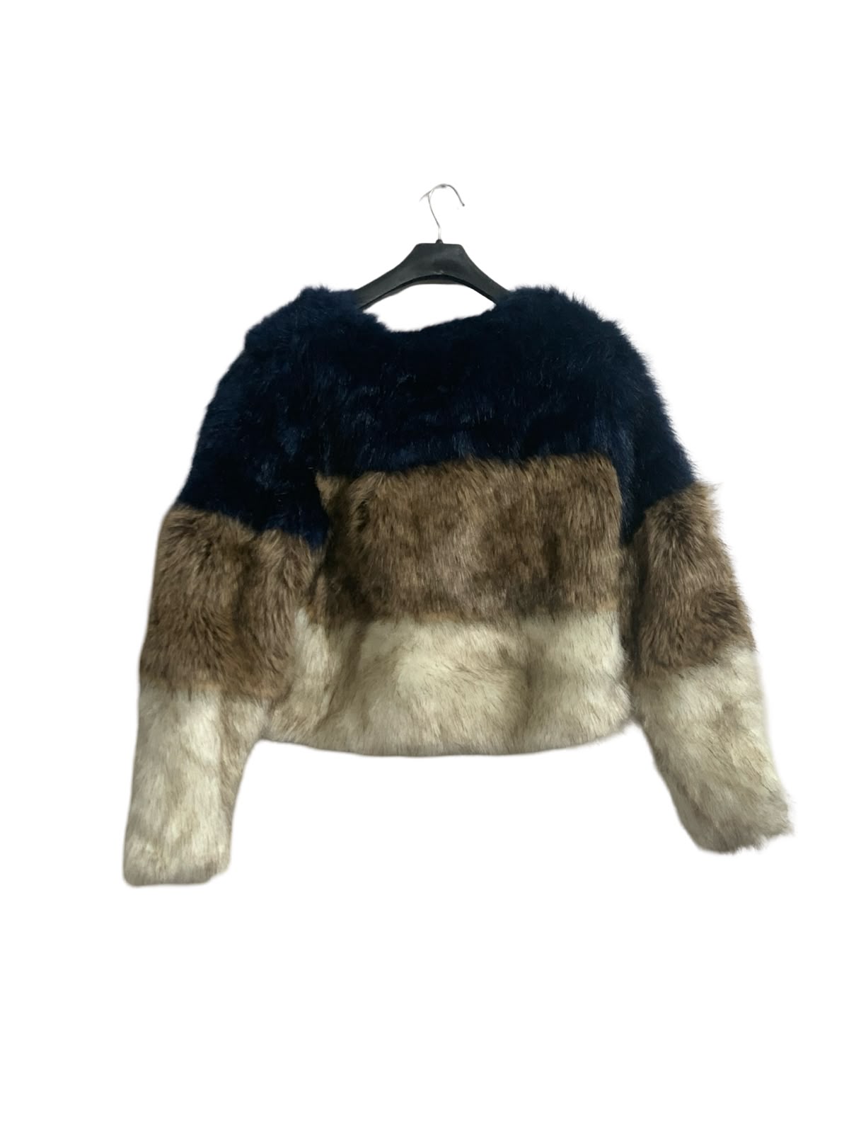 COLOR BLOCK FAUX FUR JACKET